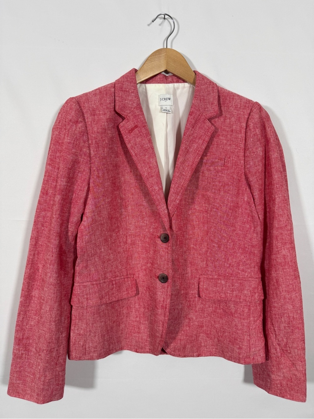 WJT9 {J. Crew} "School Boy" Heathered Red Pink Linen Blend Suit Coat Blazer